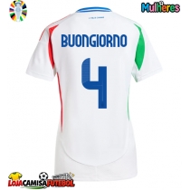 Camisa de Futebol Itália Alessandro Buongiorno #4 Equipamento Secundário Mulheres Europeu 2024 Manga Curta